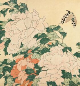 La Voix sensible de l’art  › Module 1 / Hokusai – Pivoines et papillon